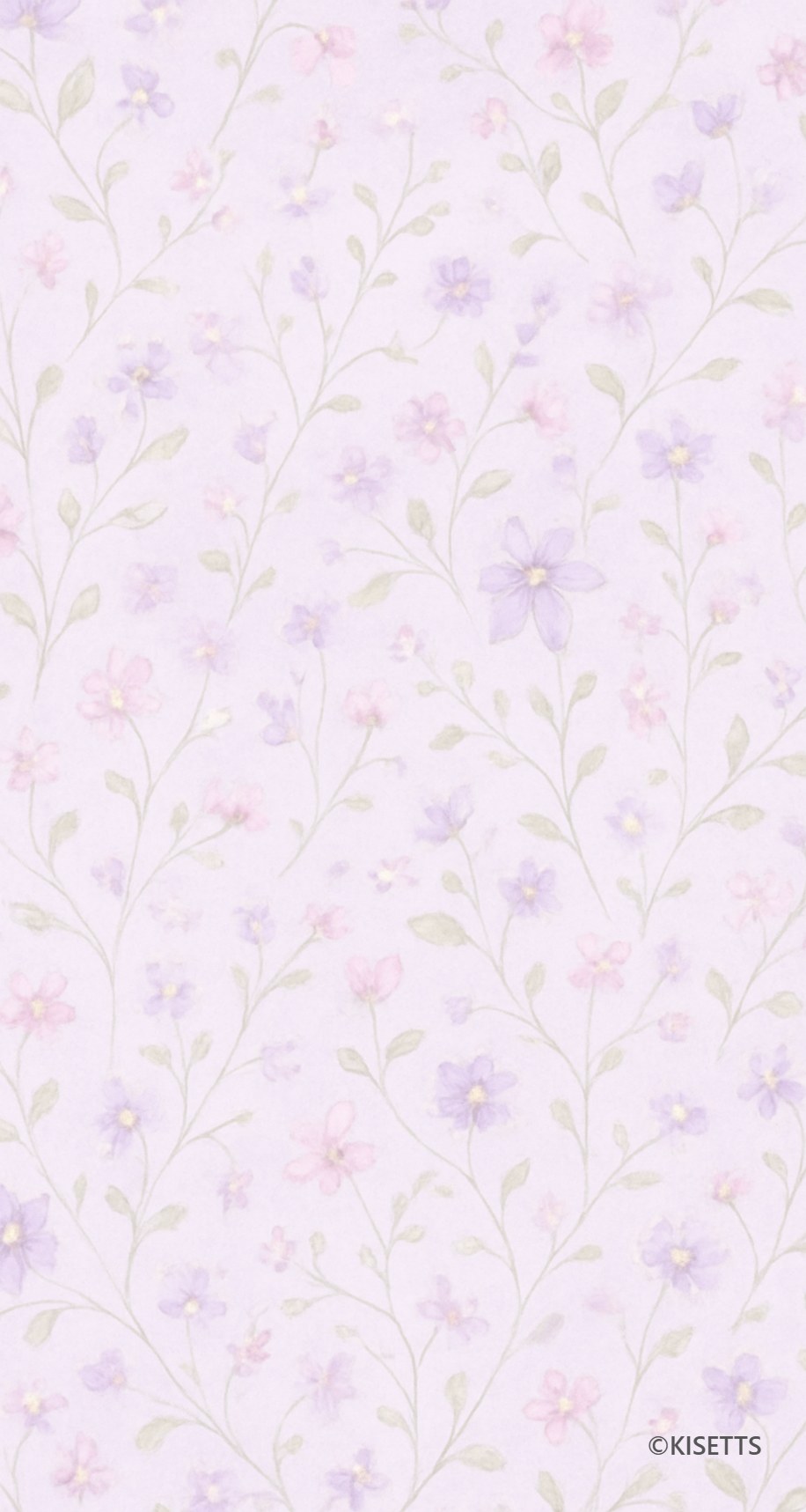 淡い紫のクレマチスの大輪・小花柄 スマホ壁紙・待ち受け画像