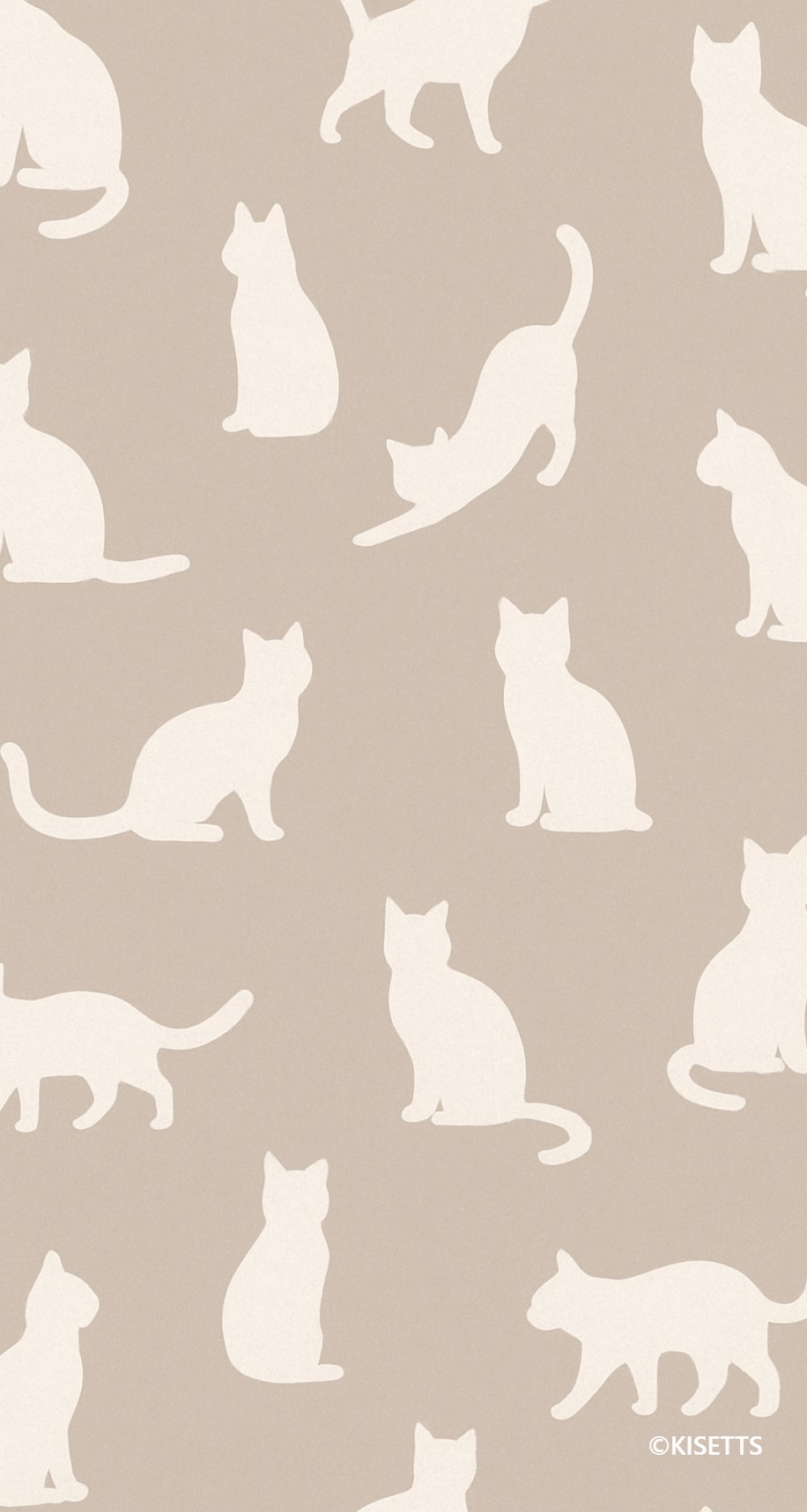 グレージュのねこのシルエット スマホ壁紙・待ち受け画像