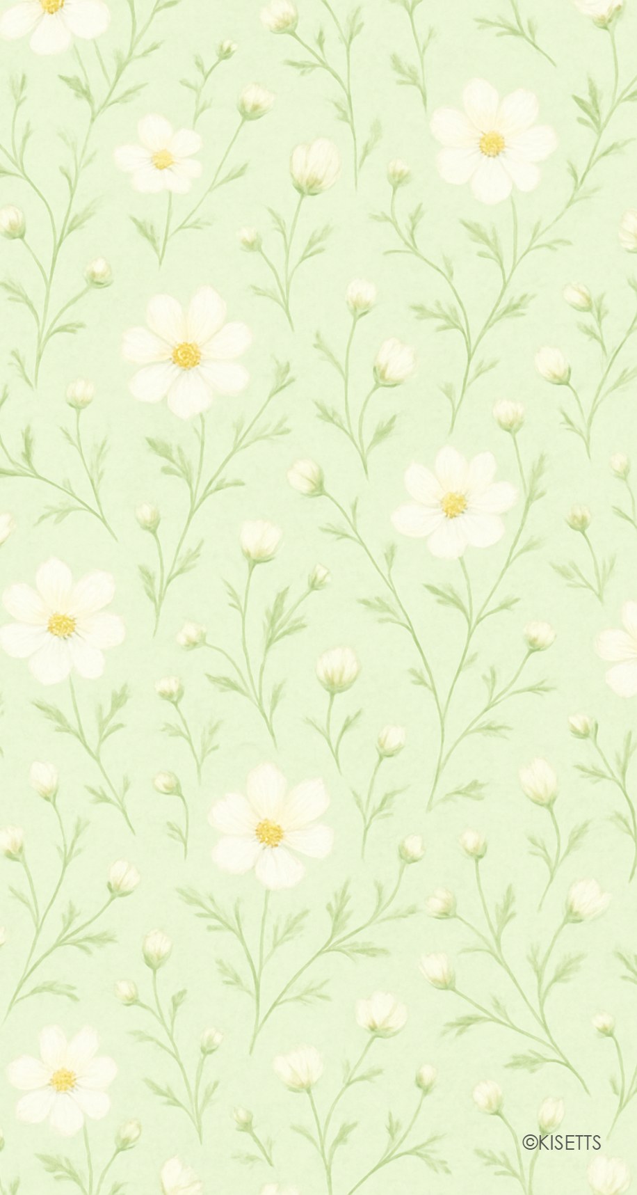 白いコスモス・小花柄 スマホ壁紙・待ち受け画像