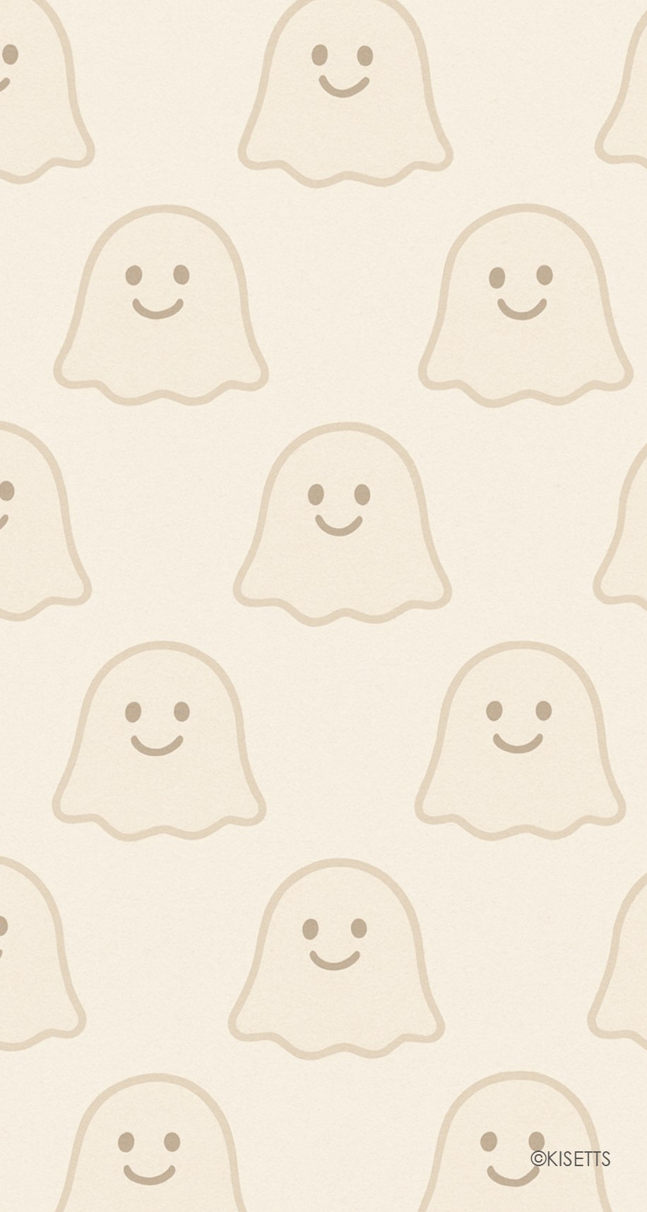 オフホワイトのにっこり笑うおばけ スマホ壁紙・待ち受け画像